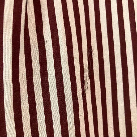 Anthropologie Maeve Tie Neck Red White Stripe Puff Long Sleeve Blouse Size Large - Picture 13 of 16